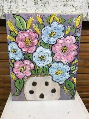 11x14 floral in pot canvas painting